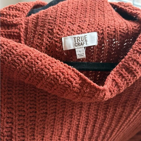 True Craft Warm Brick Cowl Neck Sweater- Size: Large - Picture 3 of 5